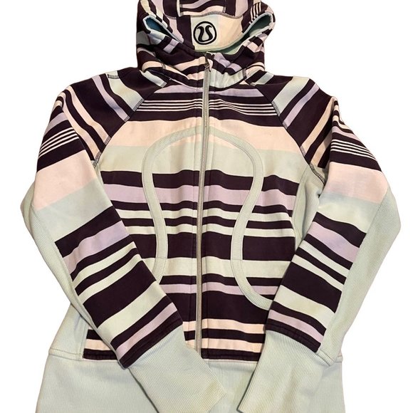 lululemon athletica Tops - LULULEMON Scuba Hoodie *Stripe Indigo / White / Aquamarine* Size 6